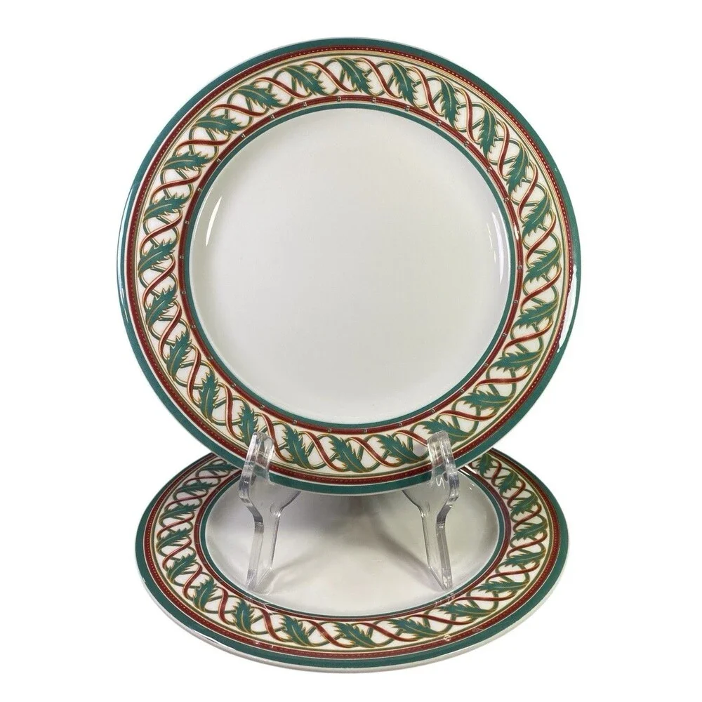 Set of 2 Pier 1 Christmas Dinner Plates 10.5